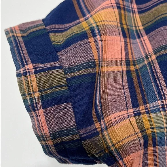 Madewell Navy and Orange Plaid Button-Down Shirt - Picture 6 of 8